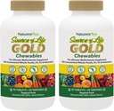 NaturesPlus Quelle des Lebens Gold Multivitamin - 90 Kautabletten, Paket von 2 - mit Vitaminen D3, B12, K2 & Mehr als 120 Ganze Lebensmittel - Blut, Knochen & Immununterstützung - Glutenfrei - 60 Gesamt Servierungen