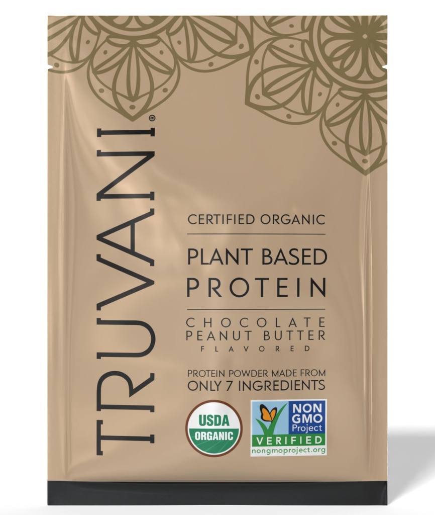 Truvani Vegan Pea Protein Pulver | Schokolade Peanut Butter | 20g Bio Pflanzen basiertes Protein | 1 Servieren | Keto | Gluten & Dairy Free | Low Carb | Kein Zucker hinzugefügt