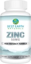 Meilleurs suppléments Zinc naturels de la Terre 50 Mg - Supplément de soutien immunitaire - Antioxydant naturel à haute puissance - 100 comprimés (100 jours de supplément)