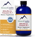 HoneyCombs Vitamine B2 Supplément de Riboflavine gouttes liquides - Vitamine B2 de haute puissance pour les hommes et les femmes - Maintenir une digestion saine, système nerveux, cheveux, peau, ongles - Vitamines liquides véganes (8 Fl oz)