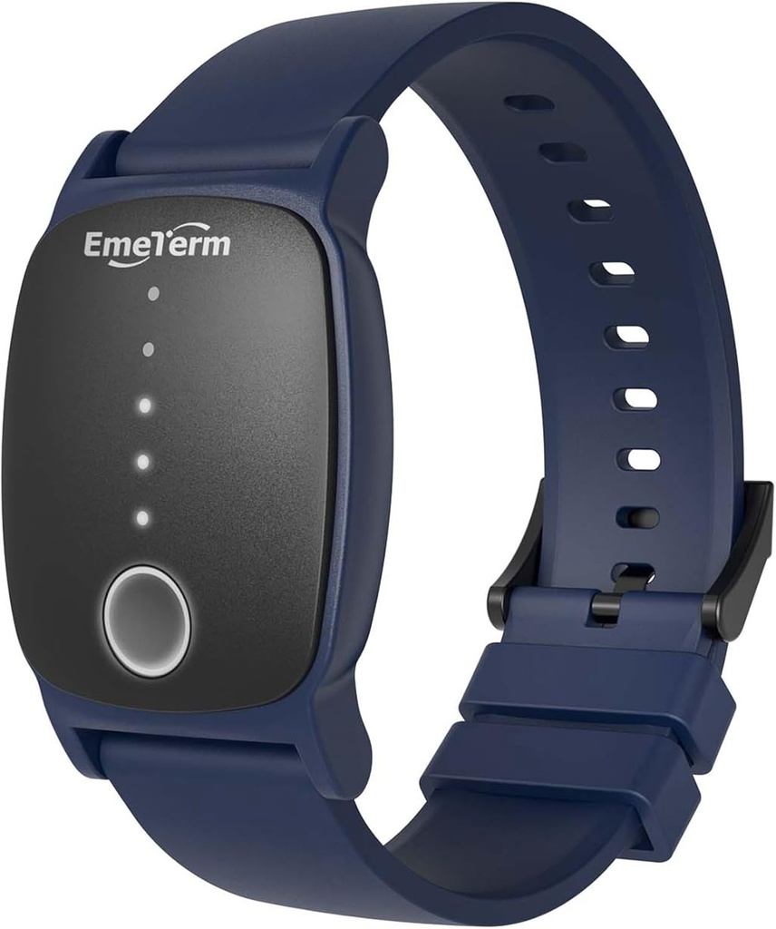EmeTerm Esplora FDA-Cleared Anti-Nausea Wristband IP67 impermeabile Mattina movimento Sickness Relief Band ricaricabile Classic Strap Design Droga Free Non-drowsy Senza effetti collaterali Navy Blue