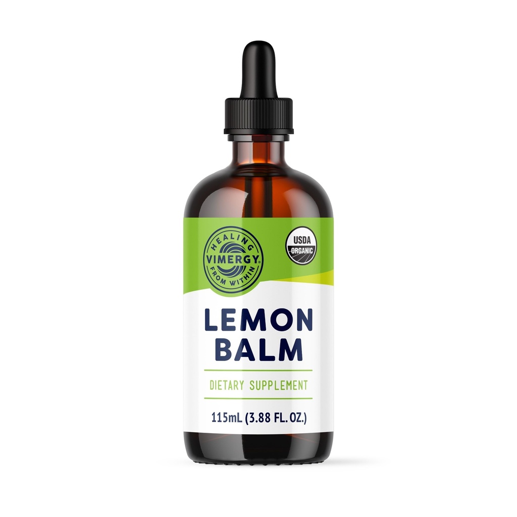 Vimergy USDA Organic Lemon Balm Tincture Herbal Supplement – Può essere utilizzato in Tea - Non OGM, Alcol-Free –115 mL (1 mL/Serving)