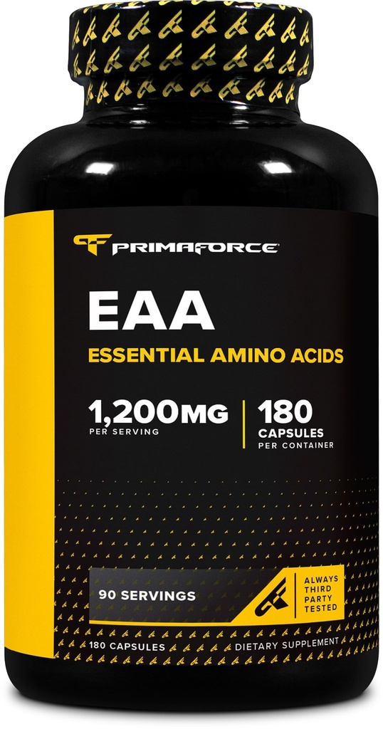 Primaforce EAA Kapseln 1200mg, 180 Kapseln, 90 Portionen - Essential Amino Acids - Non-GMO, Glutenfrei & Vegitarisch Freundlich