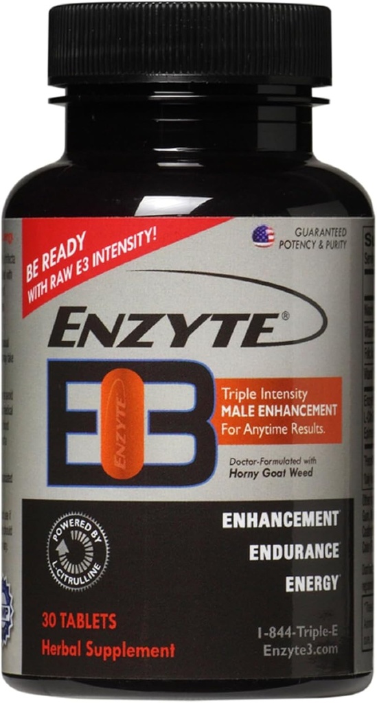 Enzyte3® Men’s Vitality & Performance Support – Energy, Stamina, Endurance – with L-Citrulline, Epimedium, Guarana Seed Extract & More – 30 Tablets