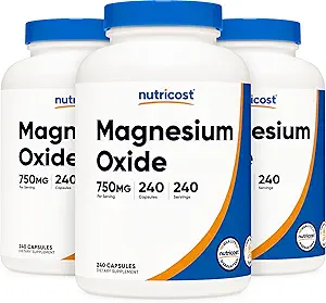 Nutricost Oxyde de magnésium 750mg, 240 Capsules (3 bouteilles)