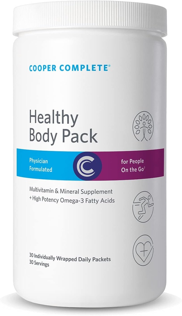 Cooper Complete - Pack pour le corps sain - Pack vitaminique quotidien avec huile de poisson multivitamine et oméga-3 - 30 Packets par bouteille. Boîte de 3