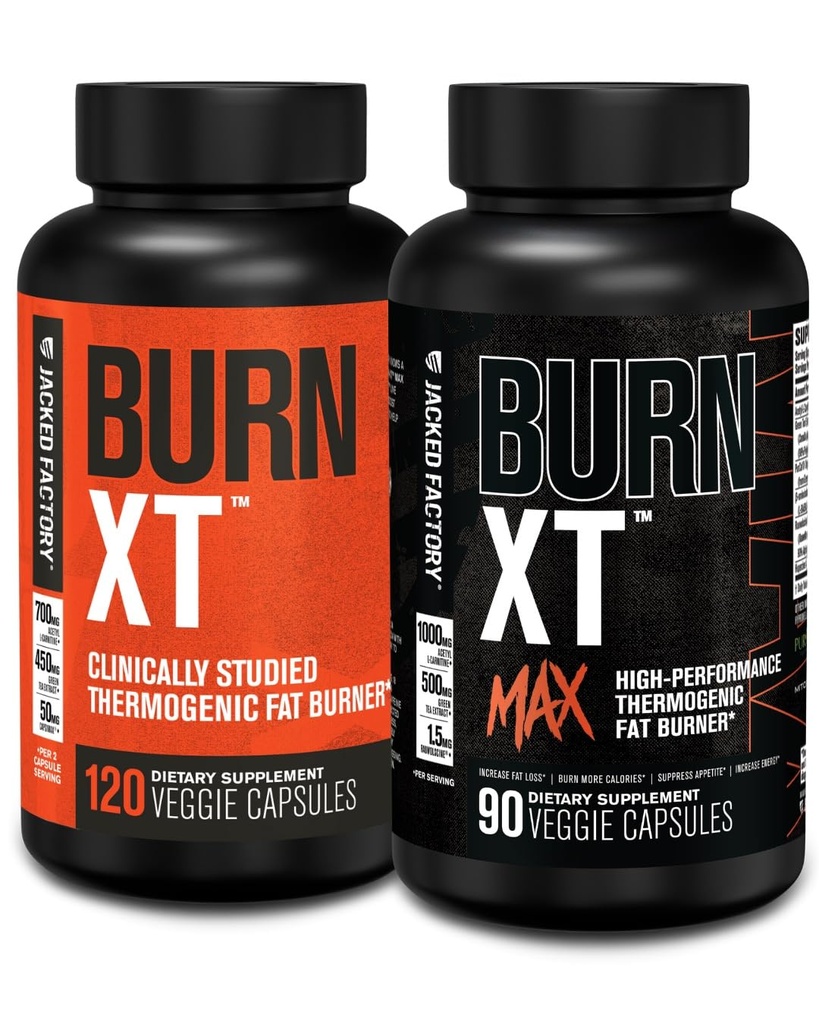 Jacked Factory Burn-XT ha studiato clinicamente Fat Burner & Weight Loss Supplement (120 capsule) & Burn XT Max High-Performance Fat Burner & Appetite Suppresant (90 capsule)