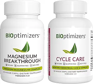 BiOptimizers Magnesium Breakthrough 4.0, (60 Kapseln) & Cycle Care, (90 Kapseln) - Natural Sleep, Brain und Menstrual Relief Support Supplement Bundle