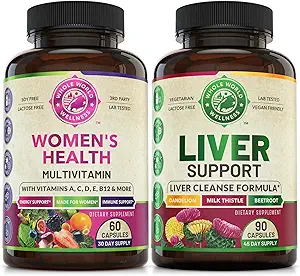 Womens Daily Multivitamins & Liver Cleanse Detox Repair Formula (jeweils eine Flasche) - Unterstützt ganzheitliches Wellness, Energieschub, Fokus & Liver Gesundheit. Hergestellt in den USA.