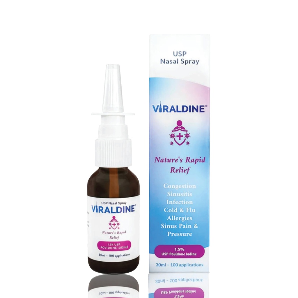 1,5 % Spray nasal povidone-iode, formule de soulagement rapide, aide avec la congestion quotidienne, 100 applications, 30ml