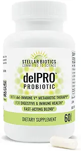 Biotici Stellari - Delprobiotici (+ Del-Immune V & Prebiotic Blend) promuove la salute, la digestione, il supporto immunitario & Mood (60 capsule)