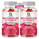 Magnesium Glycinate Gummie 400 mg mit 100 mg Composite Magnesium - Chelat Magnesium Kalium Supplement mit Vitamin D, B6 unterstützt Kalm, Schlaf, Gedächtnis & Muskelkrämpfe,Sugar Free - 120 Gummie