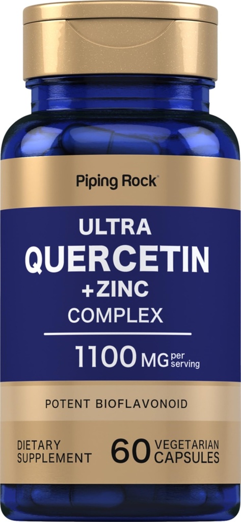 Piping Rock Quercetin Zink Complex | 1100 mg | 60 Kapseln | Non-GMO, Glutenfreie Ergänzung