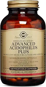 Solgar Advanced Acidophilus Plus, 120 Capsule Vegetali - Supporta Flora Intestinale sana - 500 Milioni di Microrganismi Per Serve - Gluten & Dairy Free - Vegetariano - 120 Serve