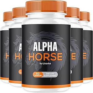 (5 Pack) Alpha Horse, Alpha Horse Pills pour hommes, Alpha Horse Capsules, Alpha Horse Supplement, Alpha Horse Vitamine Toute la formule naturelle Premium, Alpha Horse Supplement Support, 300 Capsules pour 5 mois