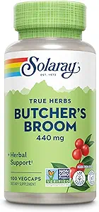SOLARAY Metzger Broom 440 mg | Gesunde Zirkulation & Blutgefäß Integrity Unterstützung | Non-GMO, Vegan & Lab Verifiziert | 100 VegCaps