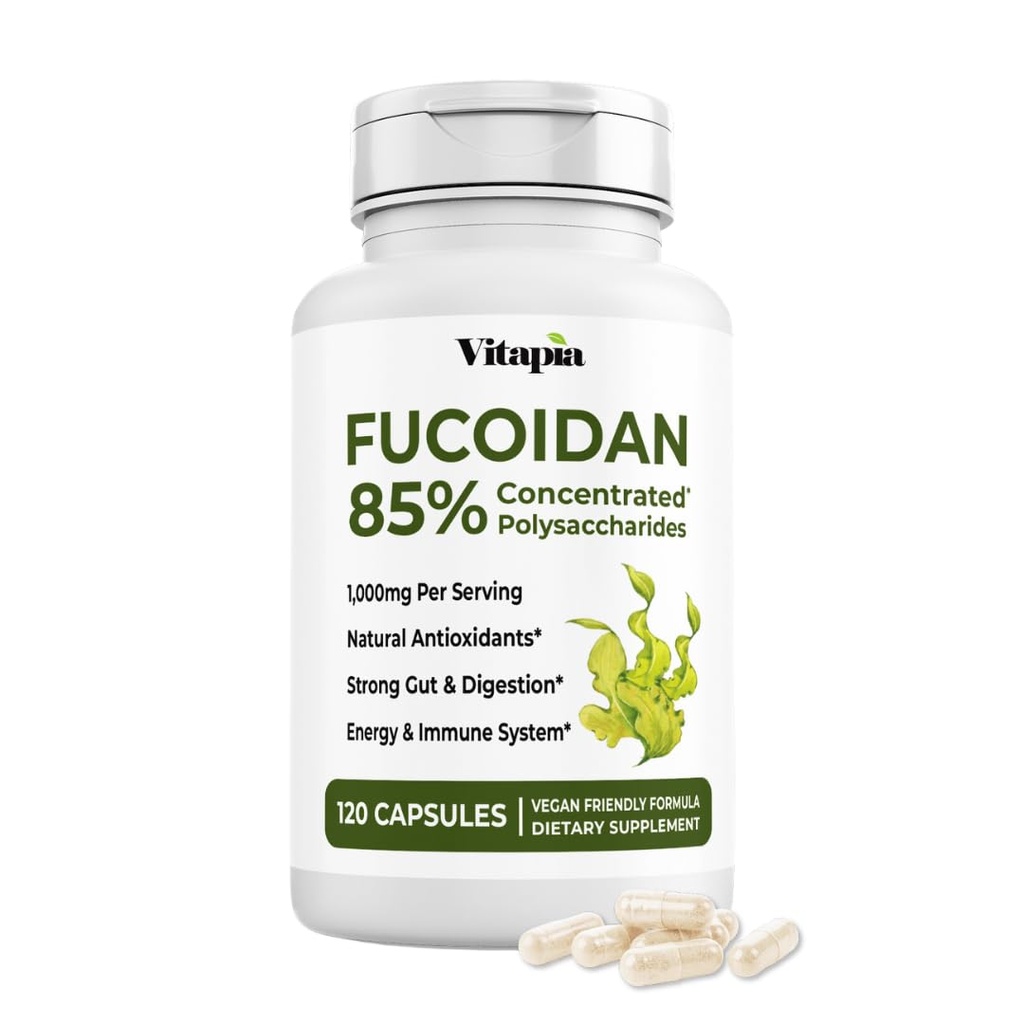 Vitapia Pure Fucoidan 85% Brown Seaweed Extrakt für Immun, starke zelluläre Gesundheit, Verdauungsunterstützung - 1000mg Fucoidan Per Servieren - 120 Veggie Kapseln Non-GMO, Gluten-Free, Vegan-Friendly