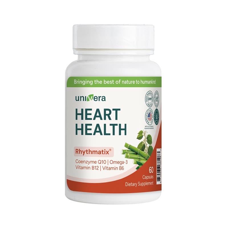 Univera Rhythmatix, Salute cardiovascolare, Circolazione del sangue, Struttura della vena sana, Omega-3, Coenzima Q10, Vitamina B6 & B12, 60 softgels (30-Fornitura del Giorno)