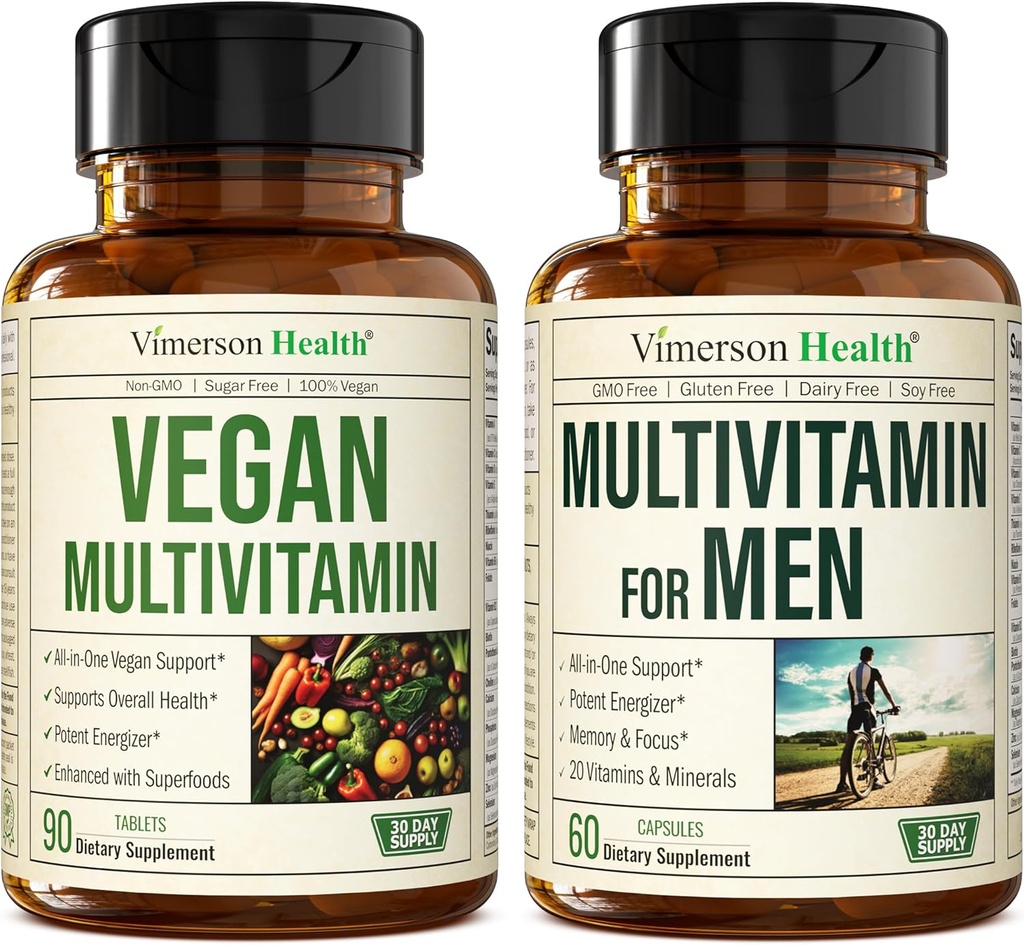 Multivitaminici vegani per vegani e vegetariani & Multivitaminici completi per gli uomini