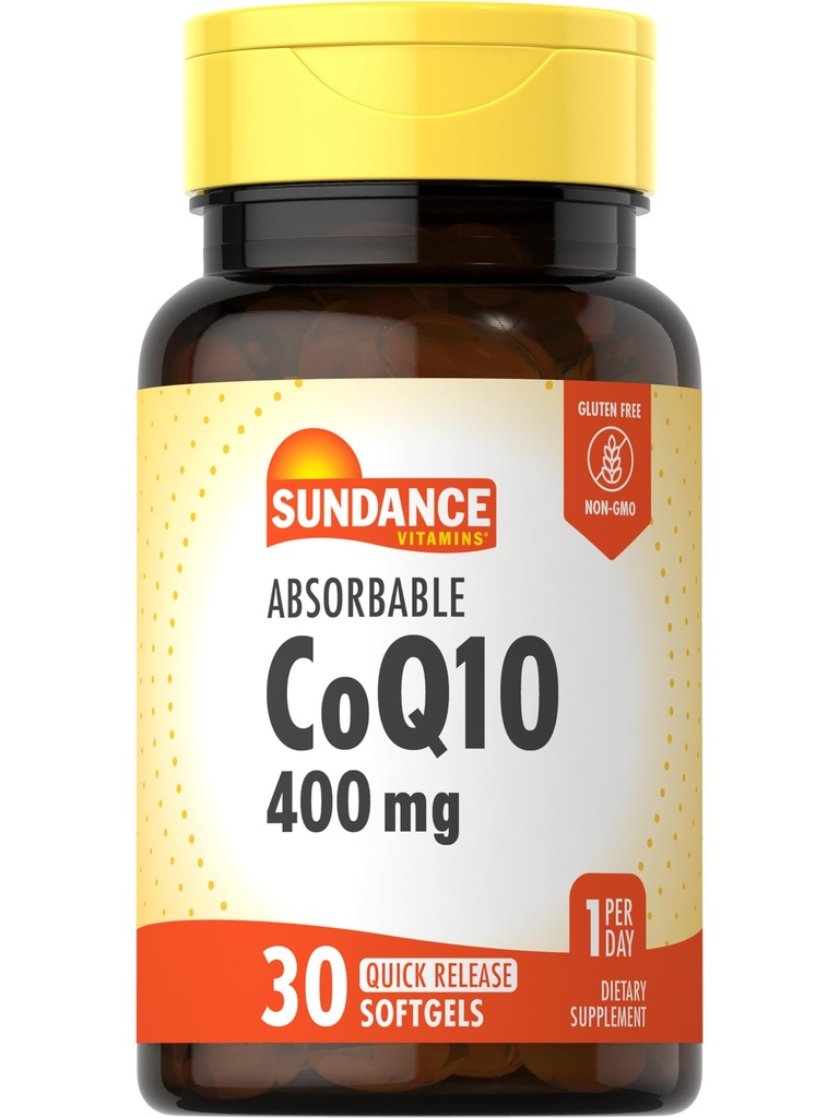 Sundance CoQ10 | 400mg | 30 Softgels | with Black Pepper Extract | Non-GMO and Gluten Free Supplement