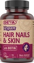 DEVA Vegan Haar, Nägel & Haut Vitamine & Mineralien mit Biotin, Beilage, 90 Tabletten
