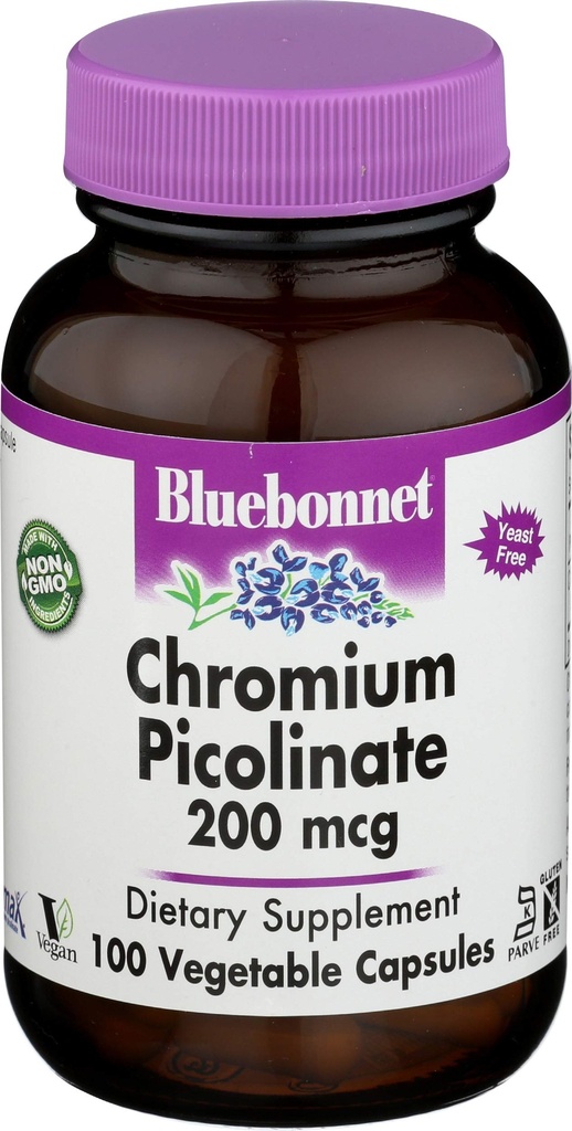 Bluebonnet Nutrition, Chrom Picolinat 200mcg, 100 Veggie Kapseln