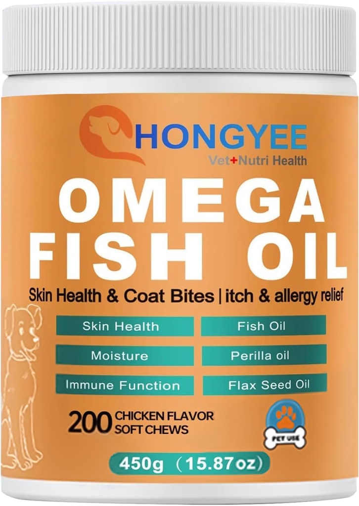 Skin & Coat Care Omega 3 Soft Chews für Haustier -Fish Oil for Dogs Healthy Skin | Shiny Fur | Against itching in a Treat Format, All-in-1 Oil