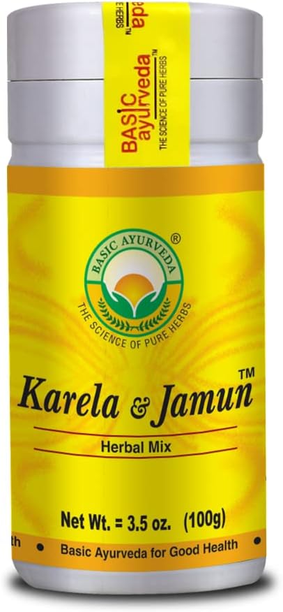 BASIC AYURVEDA Karela Jamun Kräutermischung Pulver | 100% Natürliche Bitter Gourd & Java Plum Mischung | Vegan, Non-GMO | für Kräutergebrauch, Säfte, Glatt | 3.53 Oz (100g)