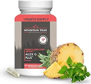 Mountain Peak Nutritionals Aller G Plus - Respiratory, Sinus, & Seasonal Allergy Support - w/Bromelain & Sting Nettle - promuove la funzione immunitaria sana (90 capsule vegetariane)