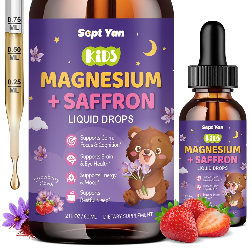 Magnesium Glycinat Flüssigkeitstropfen, 1000mg Magnesium Glycinat, Citrat & Threonat mit Zellulose-Faser, L-Theanin, Vitamin B & C für Schlaf, Muskel, Energie & Entspannung, Sugar-Free Lemon Flavor