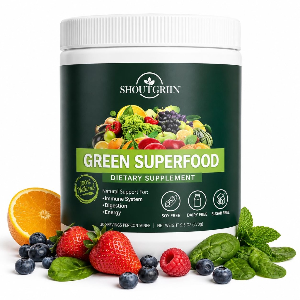 Green Superfood Powder — Organic Super Greens mit 100 Billion CFU Probiotics & Digestive Enzyme — Vegan, Keto, Sugar-Free Daily Greens Supplement — Energy, Gut Health & Immunity