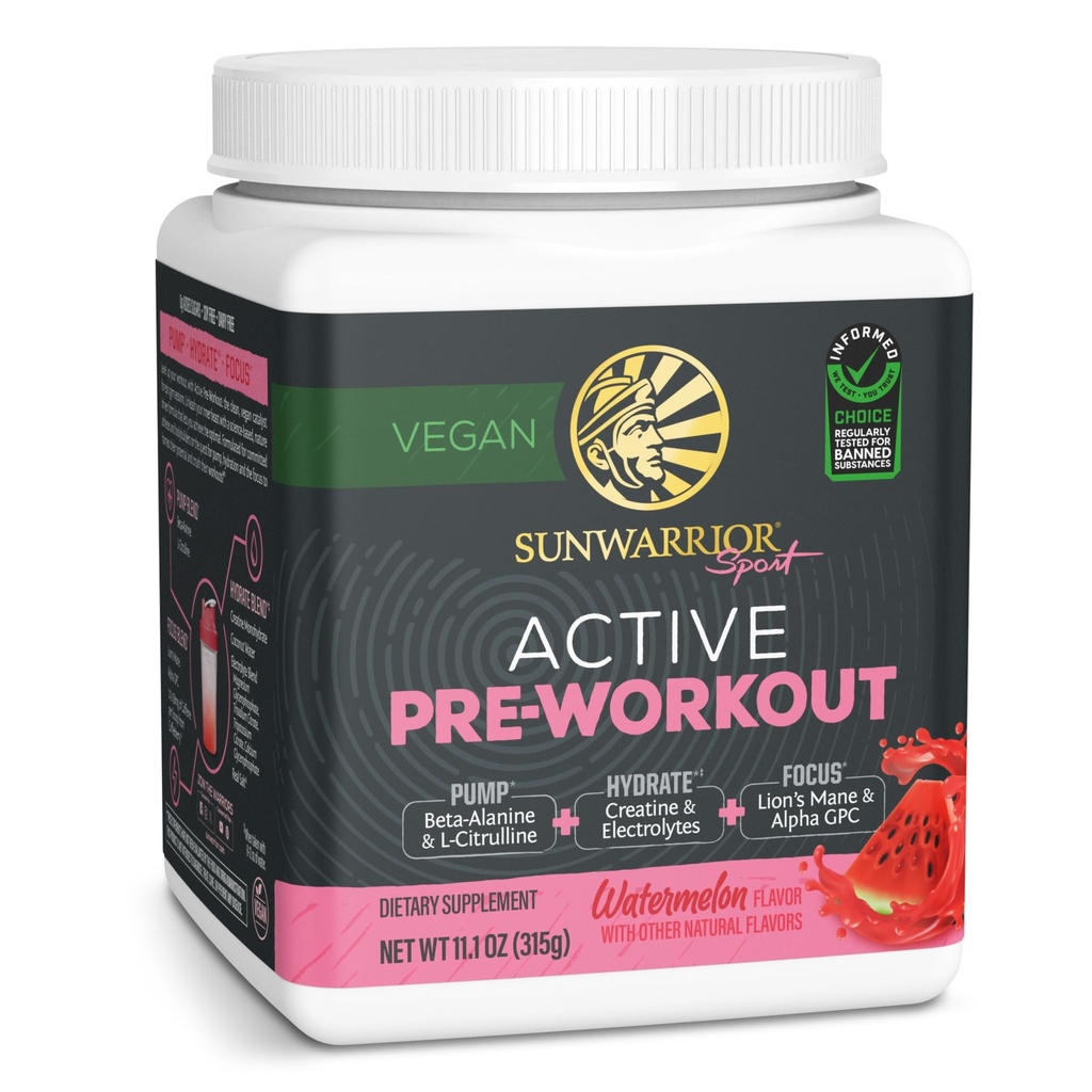Sunwarrior Pre Workout Powder Energy Drink.com Supplément végétalien à base de plantes.com Pompe, Hydrate, Focus, Endurance, & Strength Builder.com