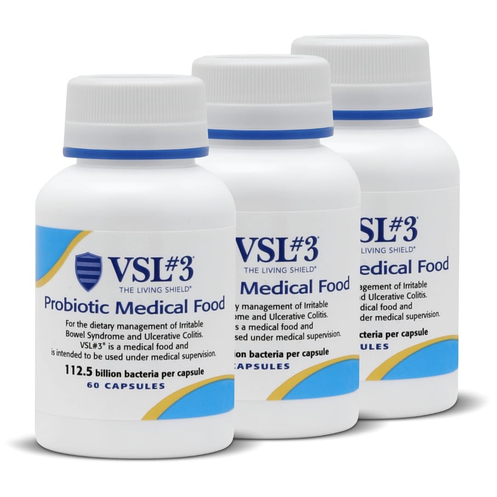 VSL #3® Probiotics for Digestive Health, IBS & UC Symptoms - 112.5B CFUs, High-Potency, Multi-Strain, Live, Kühlte Probiotic, Medizinische Lebensmittel für Gut Health Support bei Männern & Frauen, 180 Kapseln