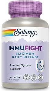SOLARAY Immufight maximum de la défense quotidienne, tout le soutien immunitaire jour, vitamine C, vitamine D, zinc, probiotiques, monolaurine, acérola et plus, végétalien et sans gluten, garantie de 60 jours (180 CT, 60 portions)