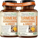 Ashwagandha Turmeric Curcumin Supplement mit Ginger - Organic Turmeric Supplement, Curcumin mit schwarzem Pfeffer (95% Curcuminoids), Ginger Root für Joint Health, Energy & Immune Support. 2 Packung