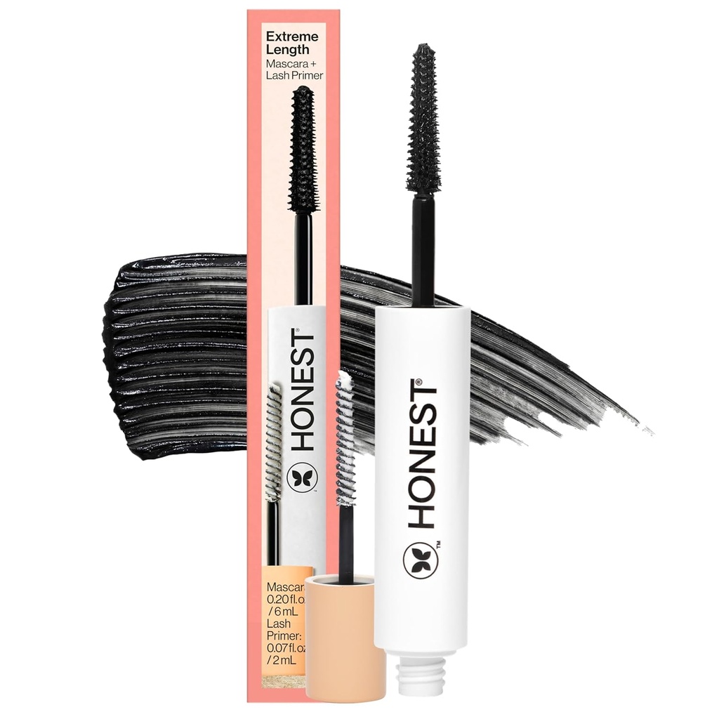Ehrliche Schönheit 2-in-1 extreme Länge Clean Mascara + Lash Primer | Erstreckung + Volumizing | Cruelty Free + Safe für empfindliche Augen | Schwarz, .27 fl oz