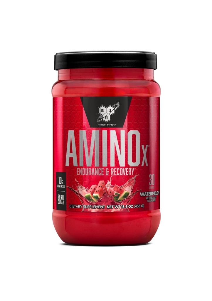 BSN Amino X Muscle Recovery & Endurance Powder with BCAAs, 10 Grams of Amino Acids, Keto Friendly, Sans caféine, Support Endurance, Zéro Sucre, Pastèque, 30 portions (Packaging May Vary)