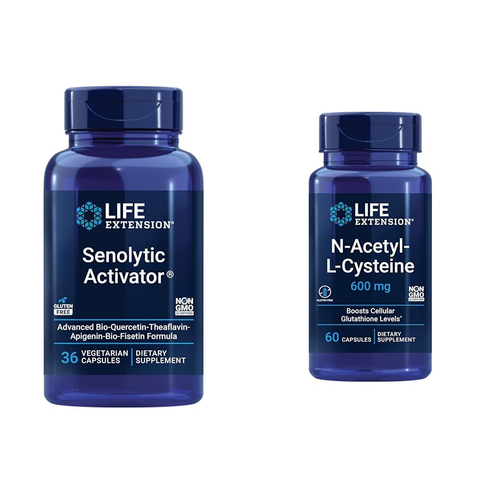 Attivatore senolitico con Quercetin & Fisetin - 36 capsule vegetariane Bundle con N-Acetyl-L-Cysteine Immune & Respiratory Support - 60 capsule