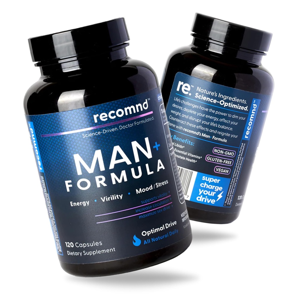 Nutrizione - Man+ Formula, Supporto per l'energia, Supporto muscolare e Integratori per la salute della prostata per gli uomini con vitamina E, Saw Palmetto, Red Korean Ginseng, e altro ancora, 120 capsule