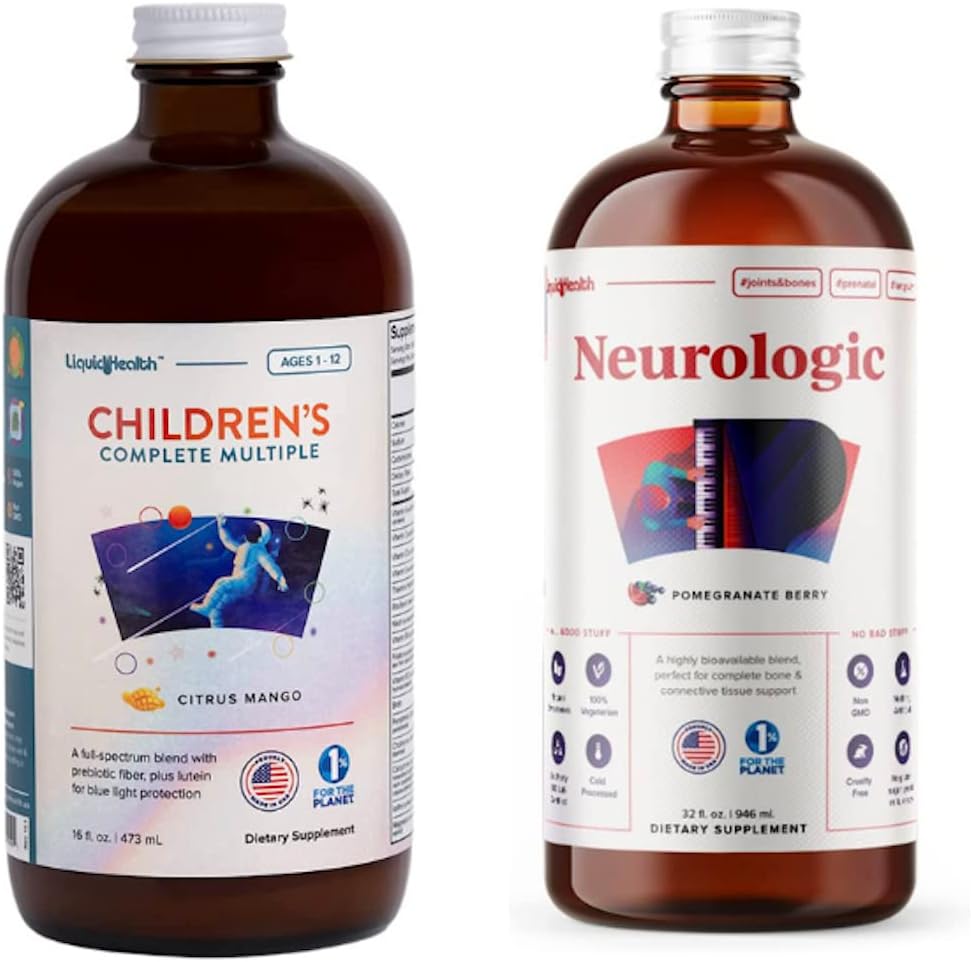 LIQUIDHEALTH Multivitaminico liquido per bambini e cervello Booster integratori di vitamina liquida neurologica