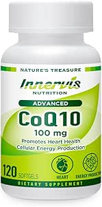 CoQ10 100mg – Supporto per il cuore e l'energia con potente antiossidante, 120 Softgels, Easy-to-Swallow | Innervis Nutrition