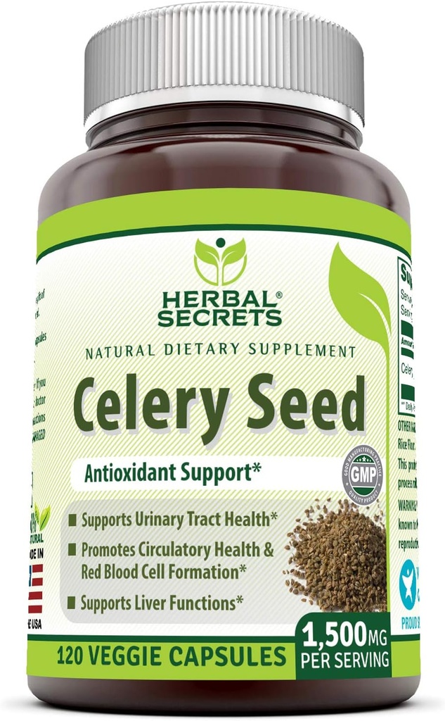Herbal Secrets Celery Seed Extract Supplement | 1500 Mg | 120 Veggie Kapseln | Non-GMO | Gluten-Free | Made in USA