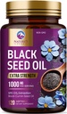 Olio di semi neri 1000mg - Olio di semi di Nigella Sativa di alta resistenza - Pelle di olio di semi neri, Salute digestiva e supporto immunitario - Antiossidante non OGM, Integratore senza glutine - 120 Softgels