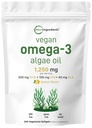 Micro Ingredients Vegan Omega 3 Algenöl, 240 Veggie Softgels | Alternative Fischöl | DHA 500mg & DPA 100mg | Carrageen frei | Pflanzenbasiertes Omega 3 mit Leinsamen & ALA | Zitrone aromatisiert
