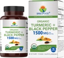 Brieofood Organic Turmeric mit schwarzem Pfeffer 1500mg, 45 Servierungen, Vegetarisch, Glutenfrei, 90 vegetarische Tabletten
