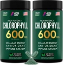 Flusso alfa [2 Pack] Capsule di clorofilla 600mg - Supplemento di clorofilla per l'energia e la pelle - Deodorante interno per le donne e gli uomini - alternativa alle gocce liquide - 240 pillole vegane