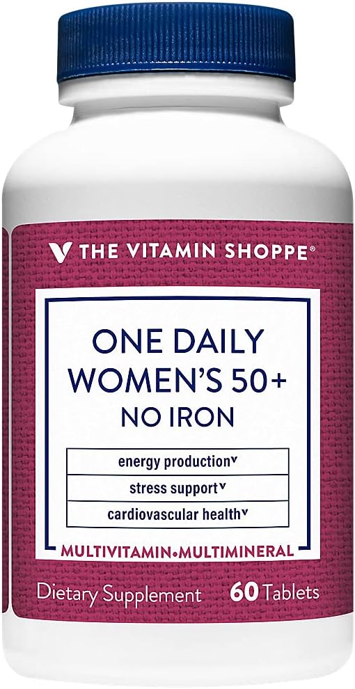 La Vitamina Shoppe One Daily Women's 50+ Multivitamin with No Iron, Multi-Mineral Supplement, Supporta la Produzione Energetica, Supporta Cardiovascolare, Visione e Salute Immune (60 compresse)
