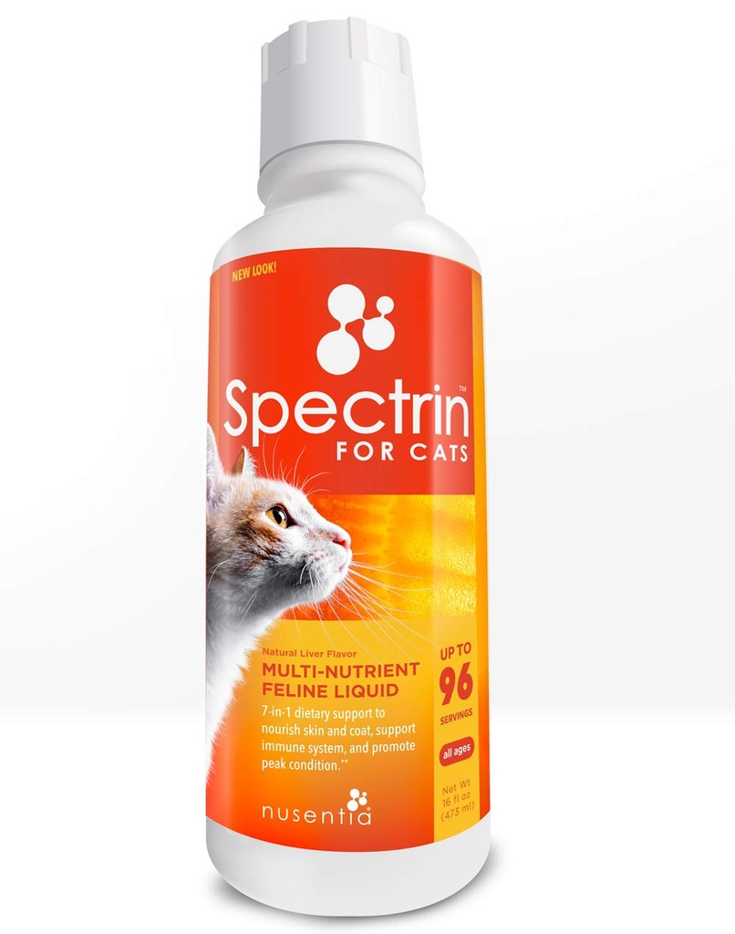 Vitamines pour chats - Spectrine 16 OZ - Vitamine liquide et supplément antioxydant pour chats - 96 doses