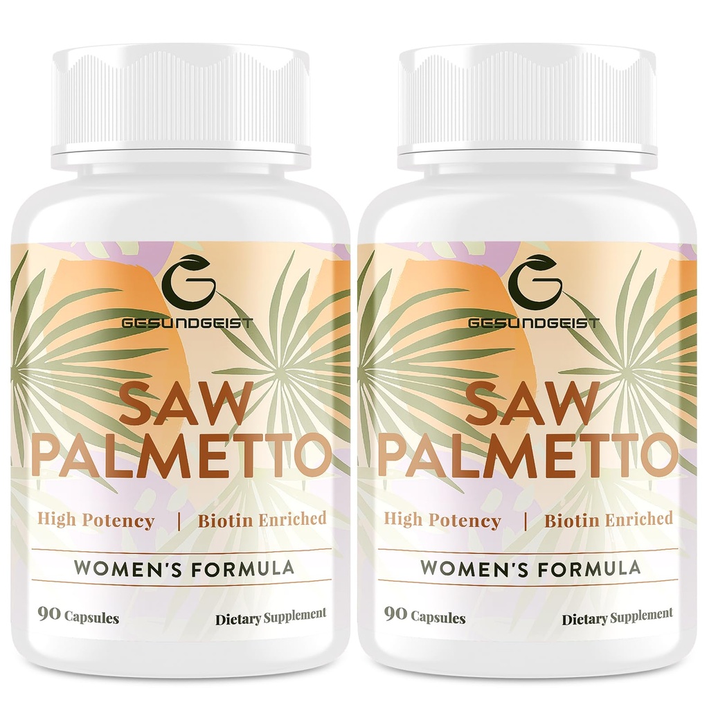 Saw Palmetto pour les femmes perte de cheveux - DHT Blocker avec 5-en-1 mélange pour la croissance des cheveux, de la peau et des ongles, bien-être urinaire - Supplément extra-fort Saw Palmetto - 180 capsules