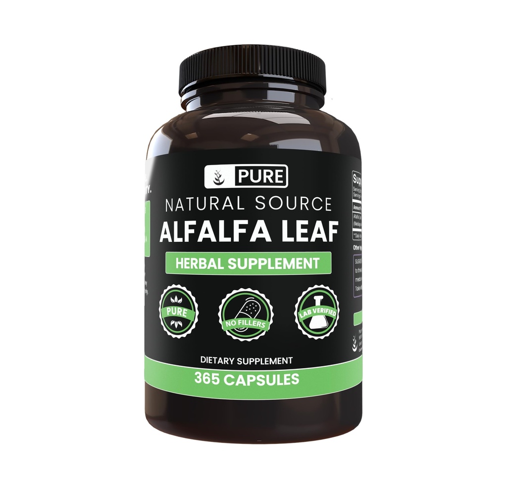 PURE ORIGINAL INGREDIENTS Alfalfa Blatt (365 Kapseln) Kein Magnesium oder Reisfüller, Immer rein, Lab Verifiziert